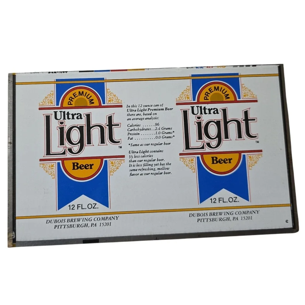 Vintage Ultra Light Beer 12 oz flat unrolled Can DuBois Brewing Pittsburgh PA